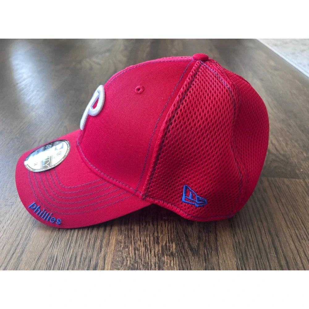 New Era 39THIRTY Philadelphia Phillies Hat Red Mesh Stretch Fit L-XL MLB Cap